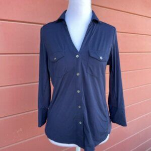 J. McLaughlin Deep Blue Button-Down Shirt‎
